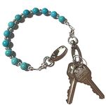 Hidden Hollow Beads Key Keeper 12" Turquoise Women's Beaded Strap Chain Finder Organizer Wallet Purse Holder Anti-Lost Ring, Turquoise, 24 Inches Long