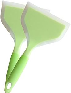 Minchsrin 2 Pack Of Silicone Spatula Set For Nonstick Cookware Flat Wide Pancake Spatula Food Turner Heat Resistant Kitchen Omlet Flipper For Egg Tamales Pizza (Green)