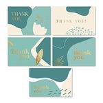 Rileys & Co Thank You Cards with Matching Envelopes | 50-Count, Gold Foil - Blank Note Cards, Perfect for Wedding, Business, Gift Cards, Graduation, Baby Shower, Funeral (Sage)