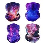 SMEHCF 4 Headband Bandana Balaclava Half Face Mask Shield Head Hair Scarf Neck Gaiter Hat Multipurpose For WoMen Men Breathable Reusable Washable Universe Nebula Purple