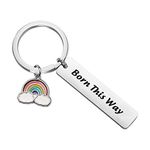 POTIY LGBT Lesbian Pride Jewelry Rainbow pendant Keychain Born This Way Gay Pride Jewelry Gift for Men or Women (Rainbow Keychain)