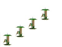 Amijivdaya Medium Bird Feeder with Hut (Transparent, Green) - Pack of 4