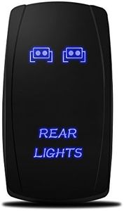 MICTUNING MIC-LSR12 5Pin Rear Lights Rocker Switch On-Off LED Light 20A 12V, Blue