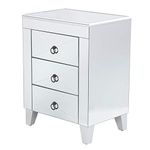 SEI Furniture Cresheim Mirrored 3-Drawer Chest Side Table, Silver