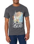 Disney Men's Beauty and The Beast Poster Logo Graphic T-Shirt, Charcoal Heather, 3XL