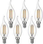 SD LUX E14 LED Bulbs Candle Vintage Filament Led Light Bulbs,CA35 Small Screw Flame No Flicker Edison Screw LED Bulbs - 4W (40W Equivalent) 420LM Warm White 2700K,Non-dimmable 6 Packs