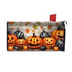 Halloween Mailbox Cover Magnetic Standard Size 21" X 18" Fall Pumpkin Magnetic Mailbox Covers Autumn Halloween Holiday Mailbox Post Cover Letter Box Cover for Outside Decoration