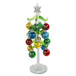 Red Carpet Studios Miniature Glass Christmas Tree with 16 Silver Glitter Ornaments