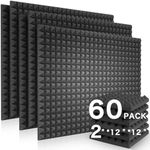 60 Pack Acoustic Panel Polyurethane Foam Sound Proof Acoustic Treatment Room Kit for Absorbing Sound on Walls, 2" X 12" X 12" Sound-Proof Material for Home Studio Ceiling (60 Pack)