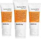 Anthony Day Cream SPF 30, 3 Fl Oz, Contains Squalane, Glycerin, Soy and Vitamin E, Hydrates, Nourishes, and Sunscreen Provides Broad Spectrum Protection To Skin (Pack Of 3)