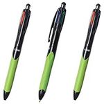 3 x BIC 4-Colour Retractable Ballpoint Pens with Ergonomic Grip & Stylus, 0.4mm Nib, Black, Blue, Red & Green Ink Colours (OEM Packed - Non-Retail Packaging)