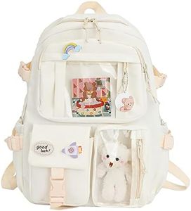 DKIIL NOIYB Kawaii Backpack With Kawaii Pin And Accessories, Large Capacity Cute Bear Accessories Backpack For School Multi Pocket Kawaii Handbag Japanese School Bag For Teen Girls 40 * 30 * 11cm,