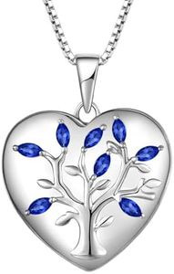 YL Medaglione a forma di albero della vita, in argento sterling 925, taglio 5A, ciondolo a forma di cuore, per donna, 45-50 cm, Argento, Zaffiro