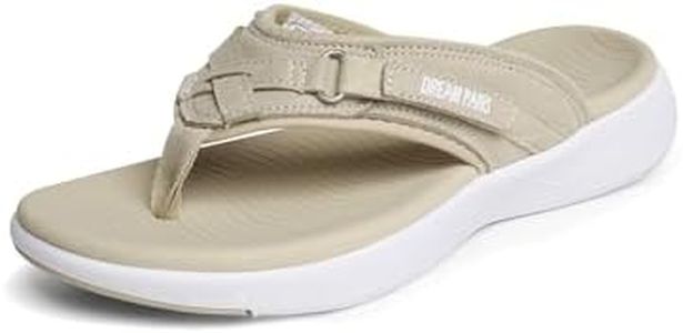 DREAM PAIRS Women's Arch Support Flip Flops Comfortable Thong Sandals,Size 9.5,Beige,Breeze-1