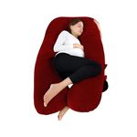 CareFoam Pregnancy Pillows for Sleeping C-Shape Full Body Pillow and Maternity Support - for Back, HIPS, Legs, Belly for Pregnant Women with Removable Washable Grey Velvet Cover (Maroon, U - Shape)