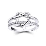 JO WISDOM 925 Sterling Silver Cubic Zirconia Infinity Knot Wedding Promise Heart Rings for Women Girls Size 7