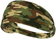 Military Army Green Camo Elastic Headband Breathable Athletic Sweat Headbands for Men Women