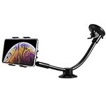 ipow Universal Long Arm Windshield Dashboard Car Mount Holder Cradle with Adjustable X Clamp & Dashboard Base Compatible with Smartphones iPhone, Samsung Galaxy, Nexus