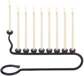 RTZEN Judaica - Twist Wrought Iron Hanukkah Menorah, Handmade, 9 Branches Israel Décor, for All 8 Nights of Chanukah, Blacksmith Hanukah Standard 5/16 Candles Holder, Uniquely Forged Rot Metal Black