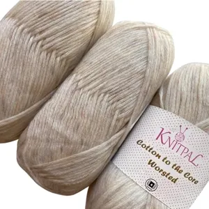 Cotton to The Core Worsted Weight Yarn for Crocheting, 3 Skeins, 654 Yds/300G, Free Patterns - Soft Cotton Yarn for Knitting - #4 Medium Worsted Weight - Pearl White