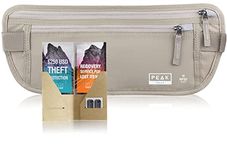 Peak Gear Travel Money Belt. Premium Quality Travel Wallet with RFID Blocking Fabric to Protect Credit Cards, Passports and Documents. Exclusive Theft Protection and 2 Recovery Tags | Beige