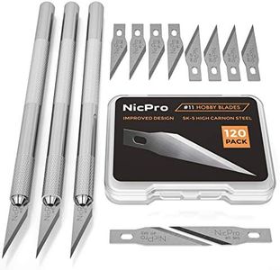 Nicpro 123 PCS Hobby Knife Set, 3 PCS Carving Craft Knife with 120 PCS SK-5 Utility #11 Art Blades Refill, Precision Cutter Craft Kit for Leather Art, Scrapbooking, Foam, Clay, Carving, Scalpel