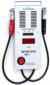 ELEKTRON Battery Load Tester for Car Batteries Model BCT 7, Battery Powered, White and Blue