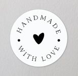 Kraftix Digital Hand Made With Love Round Stickers Self Adhesive Paper Sticker (1.5 inch, 75 pcs Stickers)