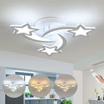 Dimmable LED Ceiling Lights, 30W Modern Acrylic Ceiling Lamp, 3-Star Shape Chandelier Lighting Fixture with Remote Control for Children’s Room Living Room Bedroom Kitchen