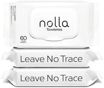 Nolla Flushable Wipes - 100% Plant-Based and Biodegradable - Soft, Unscented + Soothing Aloe and Vitamin E - For Adults and Kids 180 Count (3 Packs of 60)