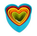 Internet’s Best Heart Cookie Cutter | Set of 5 | Heart Shaped Biscuit Sandwich Fondant Cutter Set | Multi Size and Color | Kid Friendly