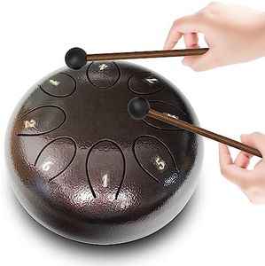 REGIS Steel Tongue Drum 6 inch 8 Notes Musical Percussion Instrument, Rain Drum for Outside - Musician Gift for Family and Friends(Maroon)
