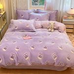 MorroMorn Twin Bedding Sets, Purple Bunny Duvet Cover Set, Fluffy Comforter Covers Blanket Ultra Soft Kawaii for Girls Kids Toddler Teen Women Twin/Twin XL Size