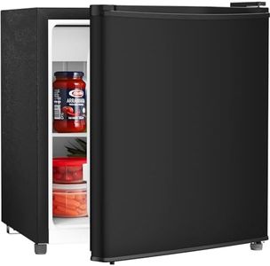 Antarctic Star Mini Fridge with Freezer, 1.4 Cu. Ft Compact Refrigerator, Dorm Fridge, Single Reversible Door, Removable Glass Shelf, Defrost Button, for Bedroom, Office, Black