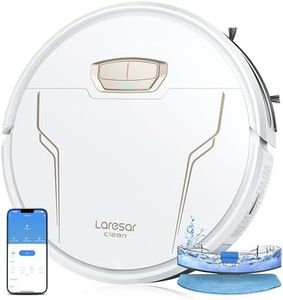 Laresar Clean Robot Vacuum, 4000Pa Robot Vacuum Cleaner with Mop, Robotic Vacuums with Auto Carpet Boost, Robot Hoover Ultra Thin for Pet Hair, Smart App Control, Work with Alexa, Evol 3s,White