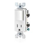 Leviton T5625-W Tamper-Resistant Rocker NEMA Combination Decora Switch and Receptacle, White, 1 Pack