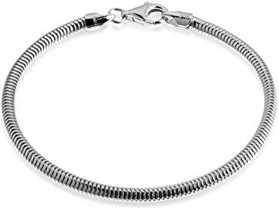 QUADRI - Pulsera de plata 925 - elegante Cadena serpiente para hombre/mujer malla 3 mm de ancho - longitud 19 cm - Certificado Made in Italy