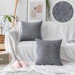 Home Brilliant Grey Cushion Covers Soft Chenille Scatter Cushions for Sofa Bed, Luxury Cushions 45cm x 45cm for Living Room with Invisible Zipper, 18 inch, Set of 2, Grey