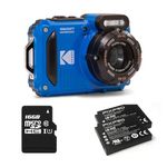 KODAK Pixpro Pack WPZ2 + 2 Batteries + 1 SD Card - Compact Digital Camera 16M Pixels, Waterproof to 15m, Shockproof, Video 720p, LCD Screen 2.7 - Li-ION Battery - Blue