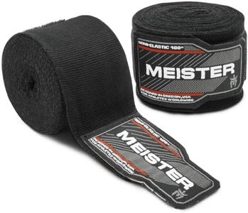 Meister MMA Adult 180" Semi-Elastic Hand Wraps for MMA & Boxing (Pair) - Black