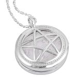 Nupuyai Rock Crystal Stone Hollow Star Pendant Necklace for Women Men, Protection Round Stone Pendant with Chain