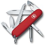 Victorinox Hiker Swiss Army Knife, Medium, Multi Tool, 13 Functions, Blade, Wood Saw, Red