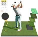 Shopsource Golf Hitting Mat, 5×4ft Golf Mat with 4 Interchangeable Inserts, 26MM Golf Training Mats Anti-Slip, Artificial Turf Golf Practice Mats for Indoor Outdoor Backyard in-Home Golf Simulator