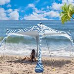 Buheco Beach Tent Pop Up Shade 7x7.5ft Beach Canopy Sun Shelter UPF50+ with 4 Foldable Poles-Portable Carrying Bag-Sand Shovel-Ground Pegs-Windproof Ropes for Outdoor Family Camping-Fishing- Picnic