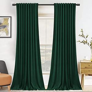 SNITIE Emerald Green 96in Long Velvet Curtains with Back Tab and Rod Pocket Soft Privacy Light Filtering Velvet Drapes for Bedroom and Living Room, 2 Panels, 52 x 96Inch Long