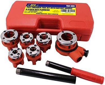HFS(R Ratchet Pipe Threader Kit - Ratcheting Pipe Threading Tool Set with 6 Dies