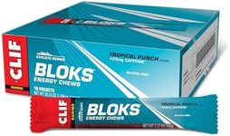 CLIF BLOKS - Tropical Punch Flavour with Caffine - Energy Chews - Non-GMO - Plant Based - Fast Fuel for Cycling and Running - Quick Carbohydrates and Electrolytes - 60g. (18 Count)