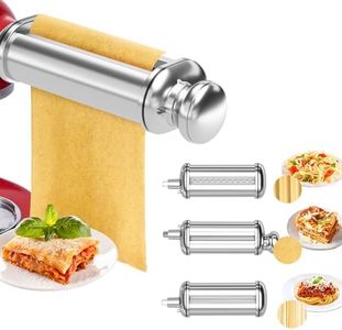 Pasta Maker Attachments for Kitchenaid Mixer Accessories, Pasta Roller and Cutters for Kitchen Aid/Cuisinart Mixers, Noodle Maker Stainless Steel 3 Pcs Water Washable with Brush