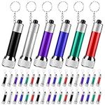 Honoson 30 Pack Portable 5 LED Torch Keyring Aluminum Mini Flashlight Keychain Pocket Mini Small Colorful Torch with Batteries for Hiking Camping Traveling Cycling Outdoors Party Emergency 70 x 18 mm