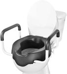 KMINA - Toilet Seat Riser with Handles (4", Soft), Raised Toilet Seat with Lid, Elevated Toilet Seats for Seniors, Toilet Seat Raiser, Elongated Toilet Seat, Raised Toilet Seat with Arms Black